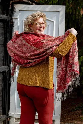 Paisley scarf- warm winter scarf - red sensation